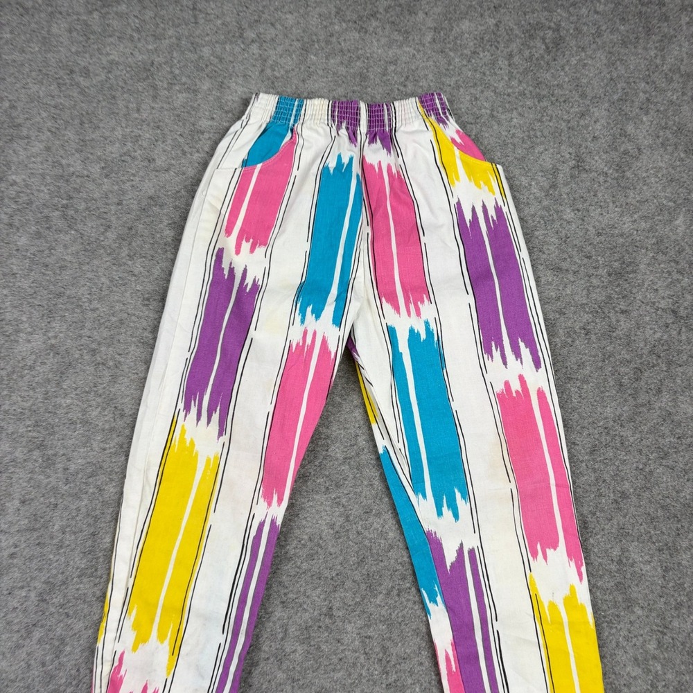 Vintage Abstract Print Pants Women Small Multicolor High Waisted Retro 80s 90s - Picture 3 of 16
